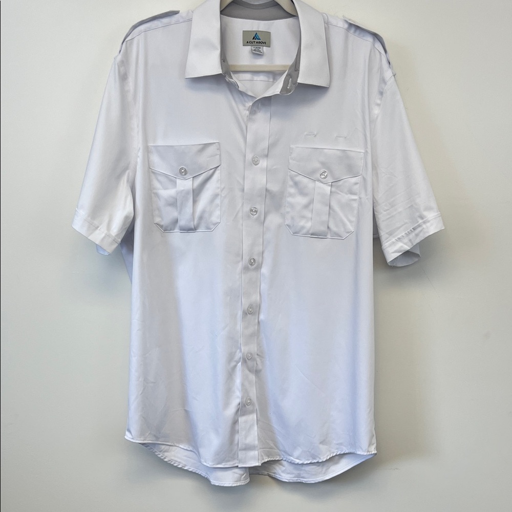A Cut Above Men's Button Down Uniform Security Shirt with dual pockets White XL
